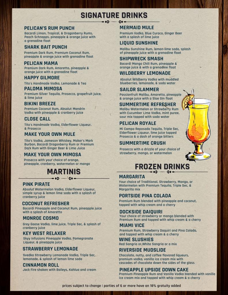 Signature Drinks Pelicans Nest Restaurant